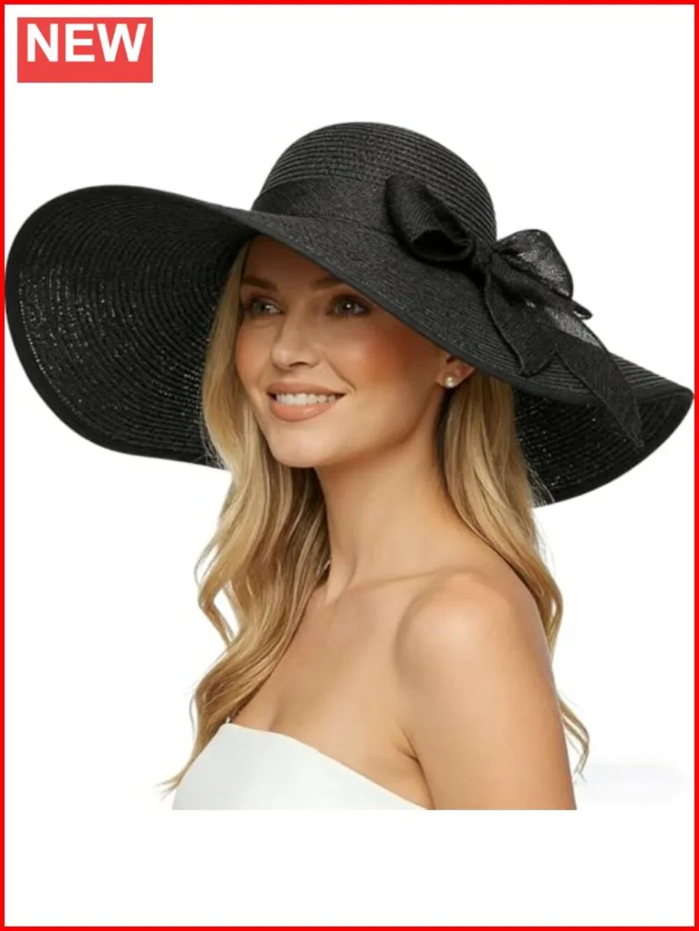 Wide Brim Foldable Straw Sun Hat UPF 50+ for Beach Vacation